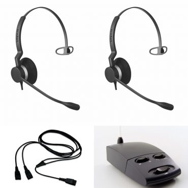 Jabra BIZ 2320 Headset Training Bundle | Headsets, GN8210 Digital Headser Adapter, Y-Training Splitter Cord | Observation- Live/Mute version | Use for Coaching, Supervising, Training, Monitoring | #BIZ2320-TBA