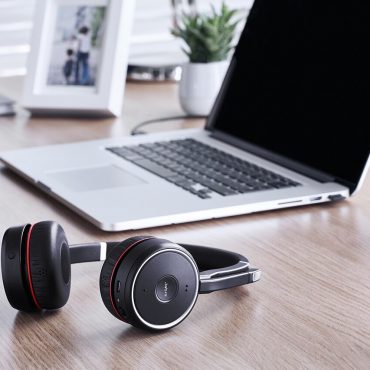 Jabra Evolve 75 Bluetooth Headset Bundle | UC Version | Active Environmental Canceling | Bonus AC Adapter, USB Dongle, and Charging Stand | #7599-838-199-B